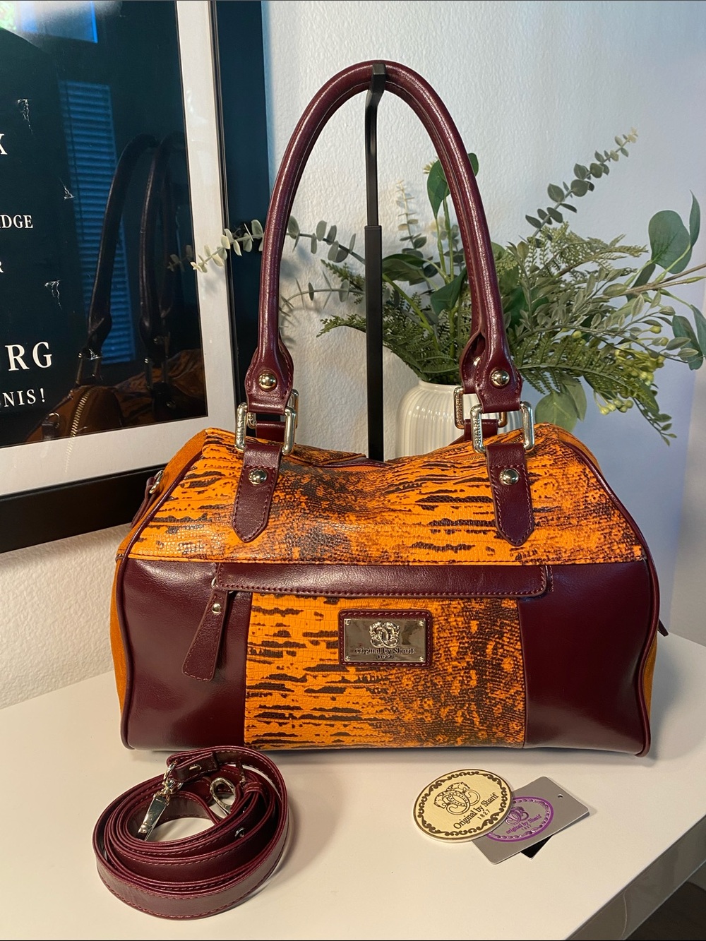 Original By Sharif 1827 Couture Spice Suede & Leather Satchel